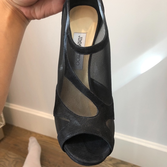 Jimmy Choo Mesh and Suede Marble Peep toe booties - Picture 4 of 8